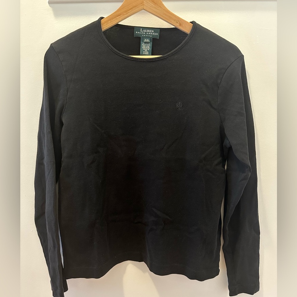 Lauren Ralph Lauren Petite Black Long Sleeve Shirt (P/S)
